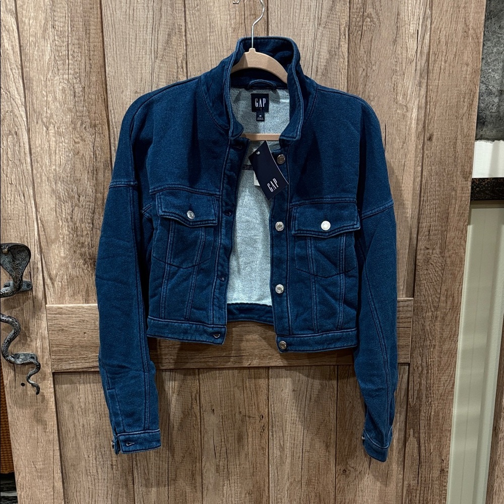 GAP Women's Dark Blue knit Jean Jacket med